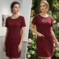 ⌛¡Oferta por Tiempo Limitado! Vestido de Mujer con Cuello Redondo, Textura y Largo hasta la Rodilla