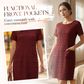 ⌛¡Oferta por Tiempo Limitado! Vestido de Mujer con Cuello Redondo, Textura y Largo hasta la Rodilla