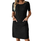 ⌛¡Oferta por Tiempo Limitado! Vestido de Mujer con Cuello Redondo, Textura y Largo hasta la Rodilla