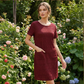 ⌛¡Oferta por Tiempo Limitado! Vestido de Mujer con Cuello Redondo, Textura y Largo hasta la Rodilla