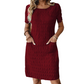 ⌛¡Oferta por Tiempo Limitado! Vestido de Mujer con Cuello Redondo, Textura y Largo hasta la Rodilla