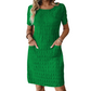 ⌛¡Oferta por Tiempo Limitado! Vestido de Mujer con Cuello Redondo, Textura y Largo hasta la Rodilla