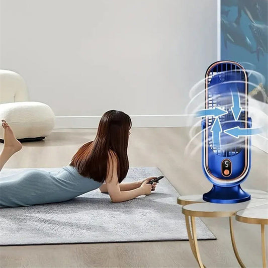 Ventilador Portátil de Escritorio con Función de Aire Acondicionado y 5 Velocidades de Viento