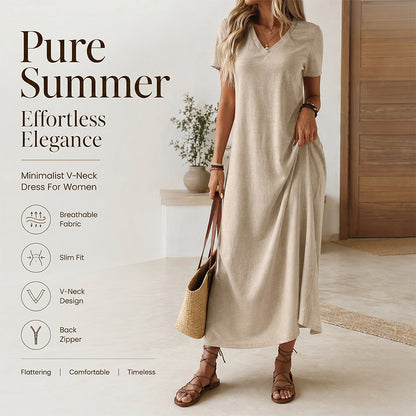 ⌛Oferta por Tiempo Limitado – Vestido Maxi para Mujer de Manga Corta con Cuello en V