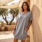 Vestido Camiseta de Talla Grande para Mujer con Cuello en V
