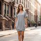 Vestido Camiseta de Talla Grande para Mujer con Cuello en V
