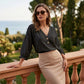 Blusa Casual para Mujer con Cuello en V y Manga 3/4