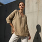 Blusa Casual de Mujer con Cuello en V y Manga Tres Cuartos