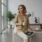 Blusa Casual de Mujer con Cuello en V y Manga Tres Cuartos