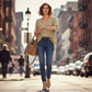 Blusa Casual de Mujer con Cuello en V y Manga Tres Cuartos