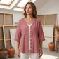 👚Blusa de Mujer con Cuello en V, Encaje y Botones – Elegancia para el Día a Día ✨