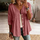 👚Blusa de Mujer con Cuello en V, Encaje y Botones – Elegancia para el Día a Día ✨