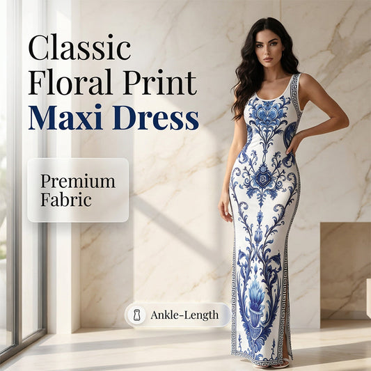 Vestido Maxi Clásico de Mujer con Estampado Floral