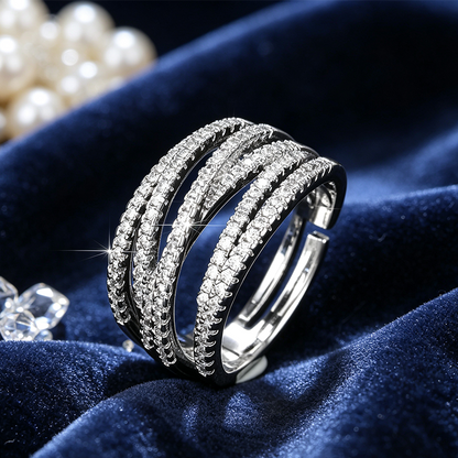 🎉 ¡Oferta 2026! — ¡Más de 15.000 vendidos! 💎 Anillo Ajustable de Bandas Cruzadas Múltiples – Brillo Deslumbrante de Circonitas Cúbicas ✨