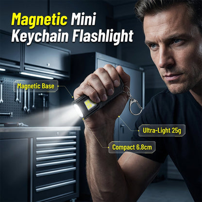 💥 【50 % de descuento por tiempo limitado】 🔥 Mini Linterna Magnética con Llavero | Ultraligera (25 g) | Base Magnética de Grado Industrial | Luces de Advertencia Rojas y Azules | Iluminación Manos Libres | Ideal para Camping, Reparaciones y Emergencias