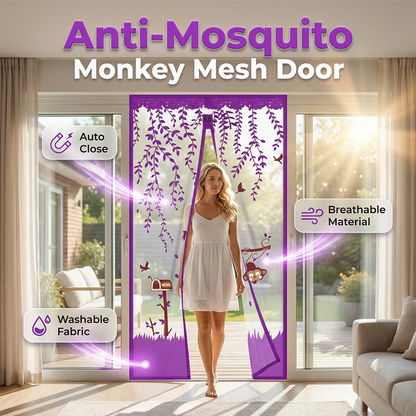 Mosquitera Magnética para Puerta con Diseño de Mono