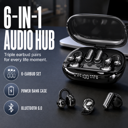 Auriculares Inalámbricos 6 en 1 para Dormir con Estuche de Carga