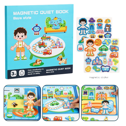 Libro Magnético Interactivo y Silencioso para Niños – Rompecabezas Plegable con Escenarios, Juguete Educativo Infantil para Niños y Niñas