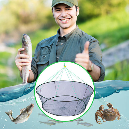 🎣 Red de pesca de mano plegable y portátil con cuerda