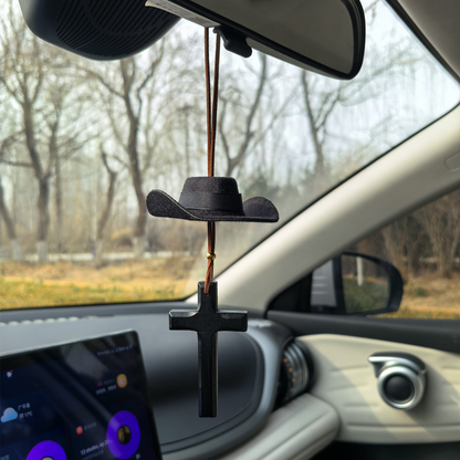 Colgante para Auto de Sombrero de Vaquero y Cruz