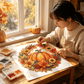 🍂 Decoración colgante de corona de calabazas otoñal con pintura de diamantes – Kit DIY completo
