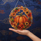 🍂 Decoración colgante de corona de calabazas otoñal con pintura de diamantes – Kit DIY completo