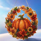 🍂 Decoración colgante de corona de calabazas otoñal con pintura de diamantes – Kit DIY completo