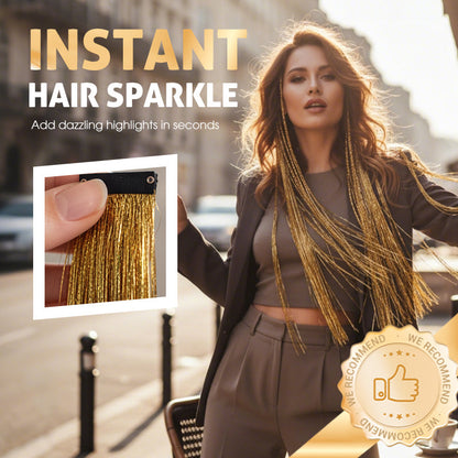 ✨ Extensiones de oropel brillante con clip para el cabell
