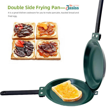 🔥 Sartén antiadherente de doble uso: ¡perfecta para panqueques, filetes y conos de wafle! 🥞🥩🍦