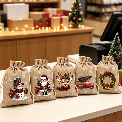 🎄 ¡Ahorra un 50 %! 🎁 Bolsas de regalo con cordón: festivas, reutilizables y perfectas para envolver regalos ✨