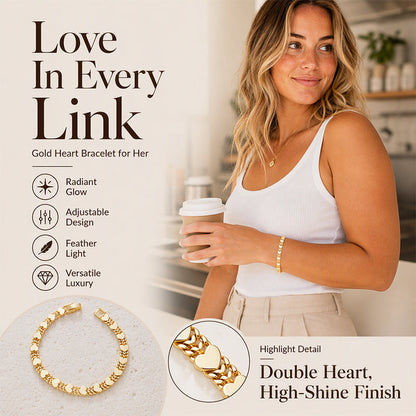 💖 ¡50 % DE DESCUENTO POR TIEMPO LIMITADO! ✨ Elegante pulsera de eslabones en forma de corazón para mujer: diseño delicado y romántico, cadena ajustable ✨