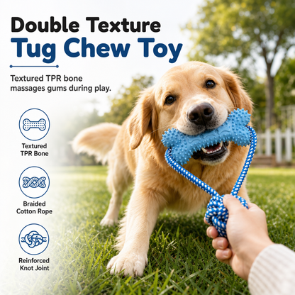 🐶🦴 Juguete mordedor resistente para perros con hueso y cuerda para tirar