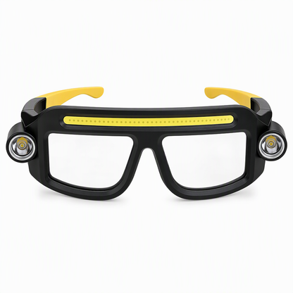 Luz recargable de doble haz para gafas: lámpara LED con clip para llevar en las gafas, manos libres, con carga Type-C para senderismo, reparaciones y lectura nocturna