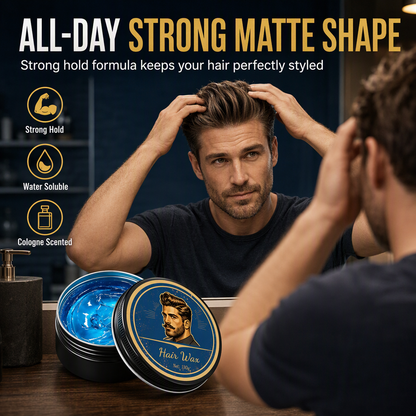 💈¡AHORA CON UN 50 % DE DESCUENTO! Cera para cabello de hombre con aroma a colonia, 130 g; cera para peinar con acabado mate, fijación fuerte y efecto voluminizador; pasta para cabello soluble en agua y de larga duración